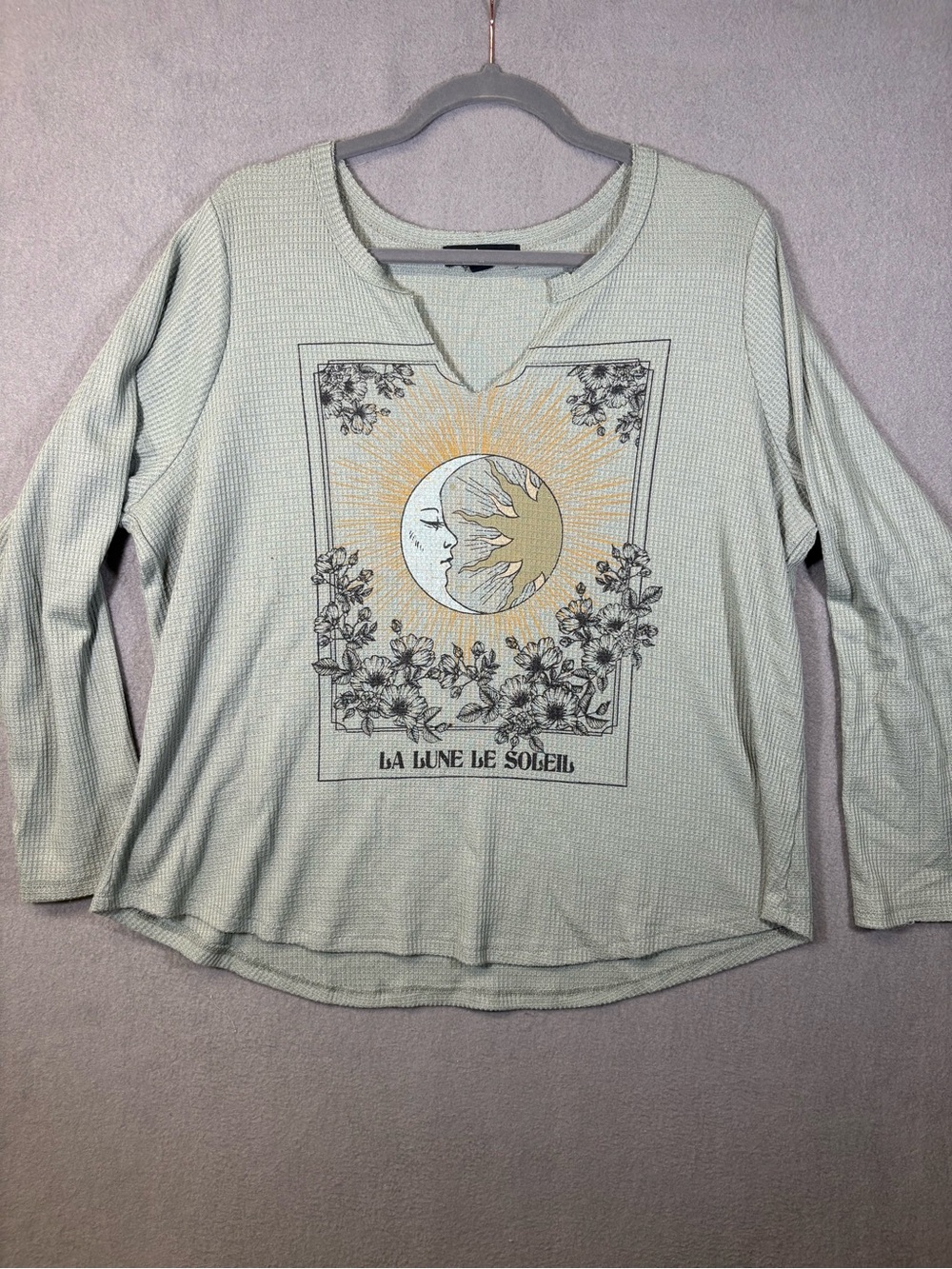 Social Scene Sage Green La Lune le Soleil Pullover Sweater Women's Size 2X